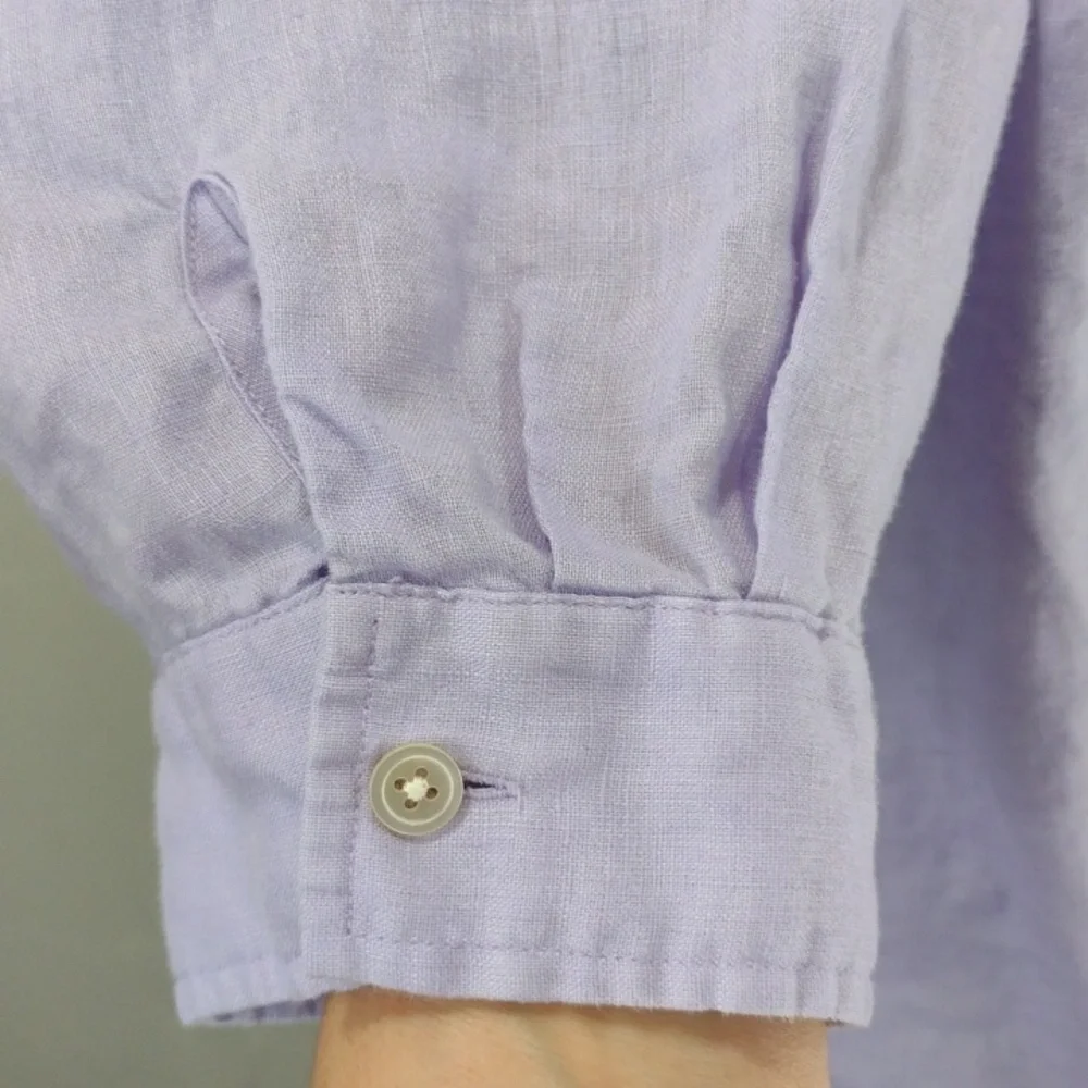 J. Jill Lavender Linen Casual Button-up Long Sleeve Shirt Women's XL - Picture 4 of 8